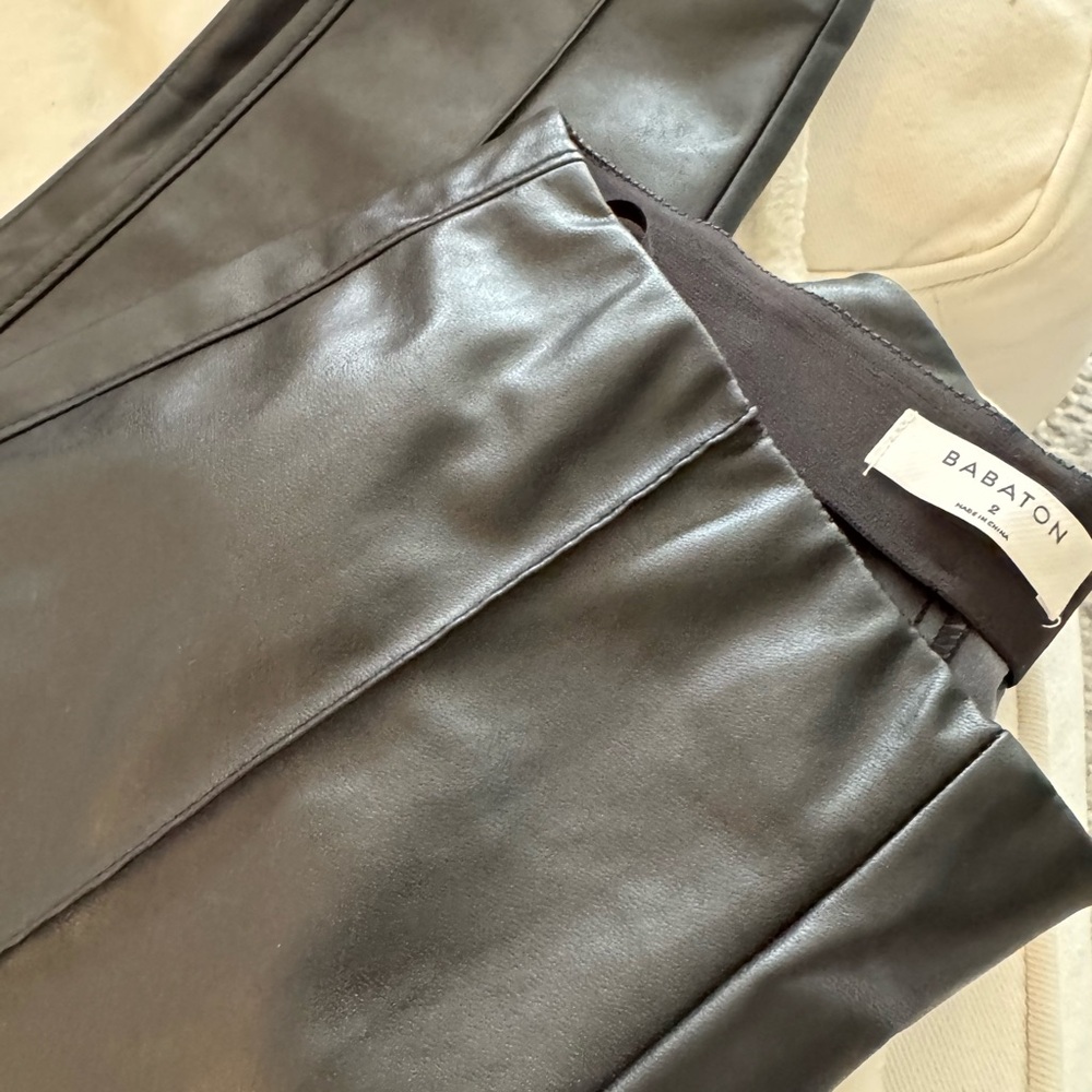 Babaton Black Faux Leather Trousers